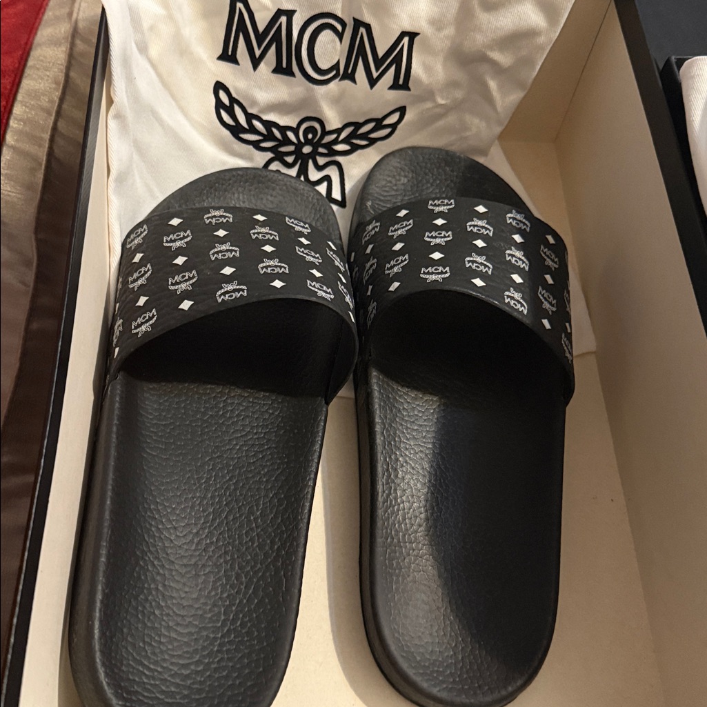 Mcm Black Slide Sandals